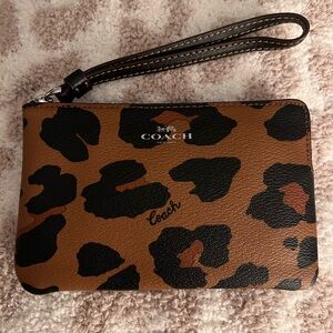 Coach Brown and Black Animal Print Wristlet